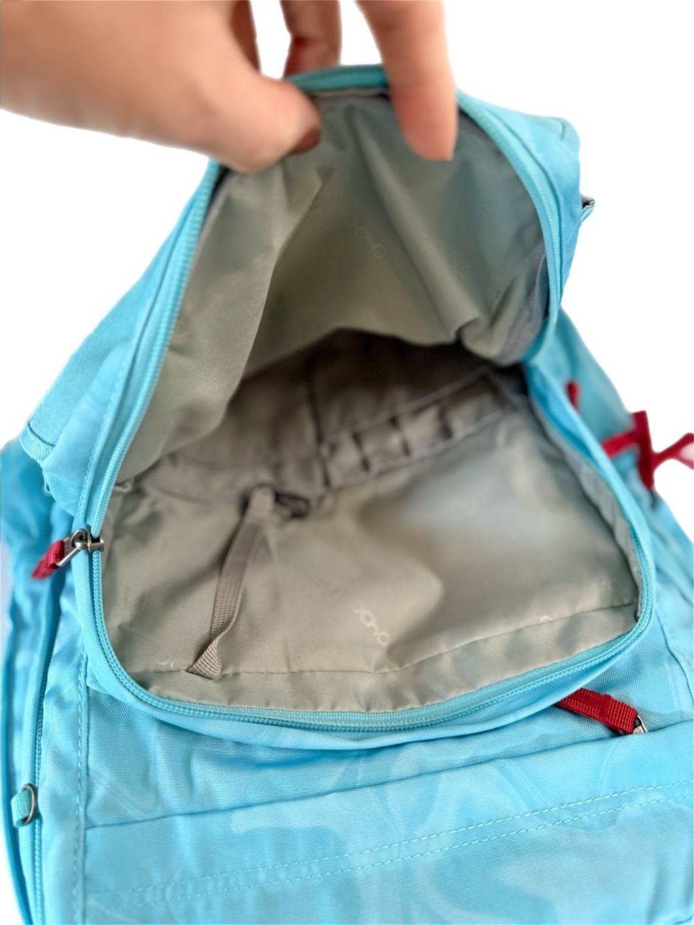 Choco Mocha Light Blue Women's Everyday Backpack with Red Accents NWT - Picture 4 of 9
